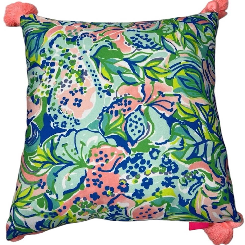 Lilly Pulitzer Pillow 16x16 Feline Good Throw Beach Floral Tropical Florida